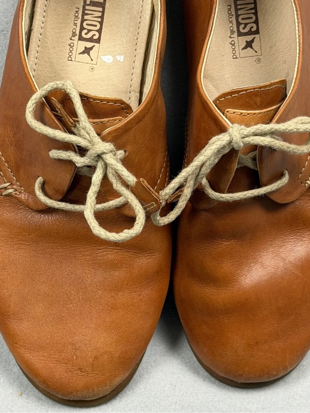 Pikolinos Calabria W9K-4985 Brandy Leather Lace-Up Flats Size 36